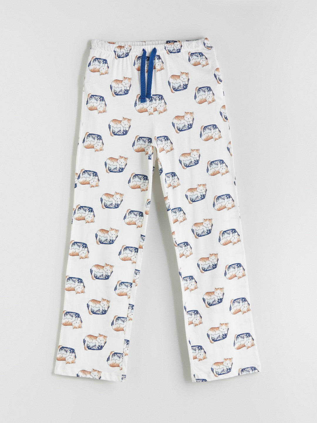 LCW Dream Ecru Shirt Collar Printed Women Pajama Set