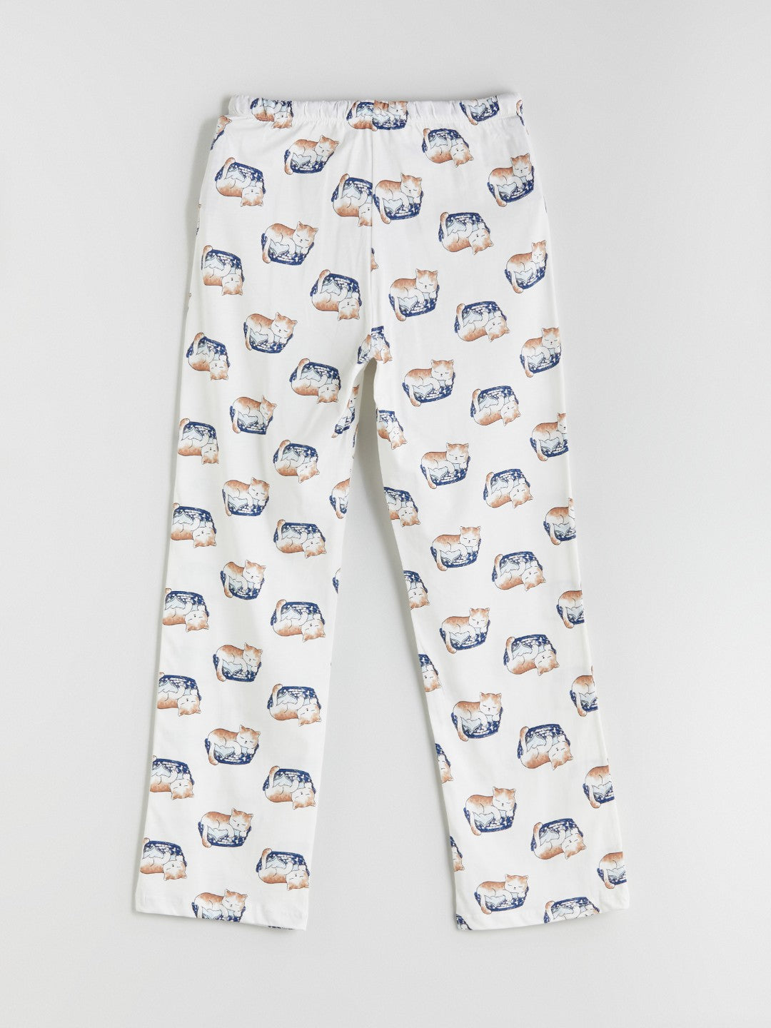 LCW Dream Ecru Shirt Collar Printed Women Pajama Set