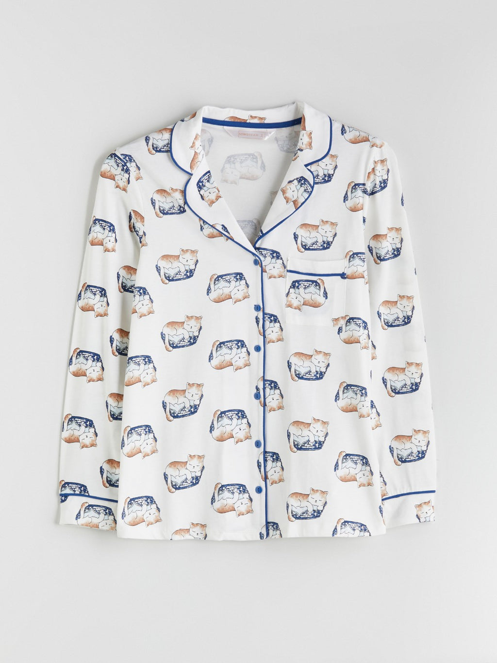 LCW Dream Ecru Shirt Collar Printed Women Pajama Set