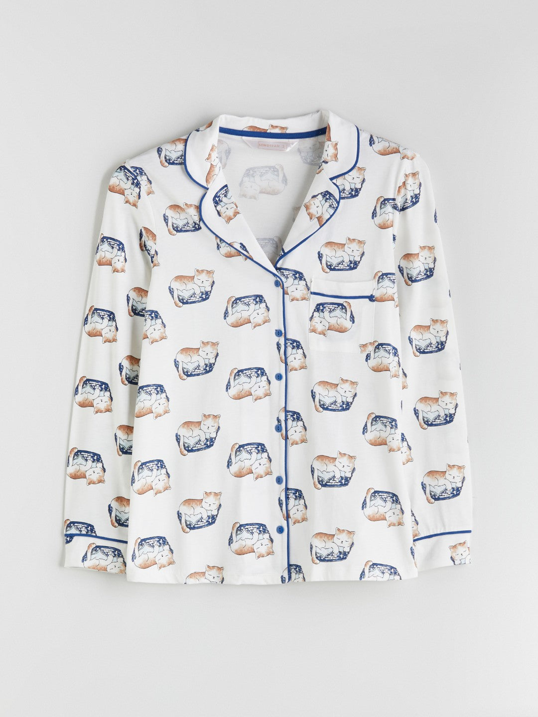 LCW Dream Ecru Shirt Collar Printed Women Pajama Set