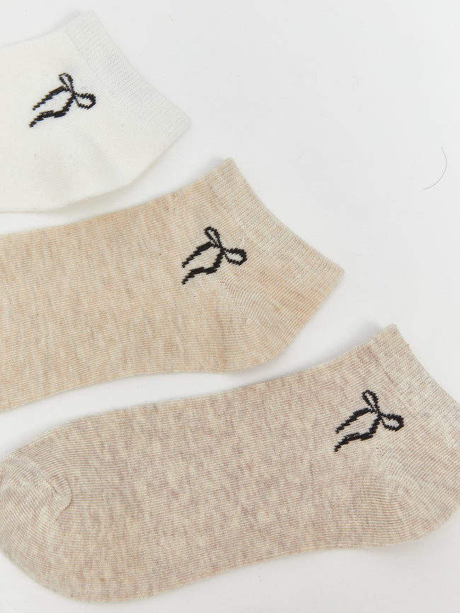 LCW Dream Ecru Printed Women Ankle Socks 5-Pack Main Image