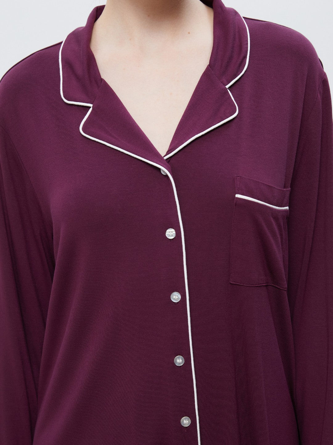 LCW Dream Navy Blue Shirt Collar Women Pajama Set