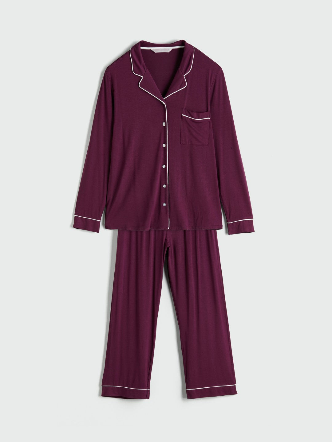 LCW Dream Navy Blue Shirt Collar Women Pajama Set