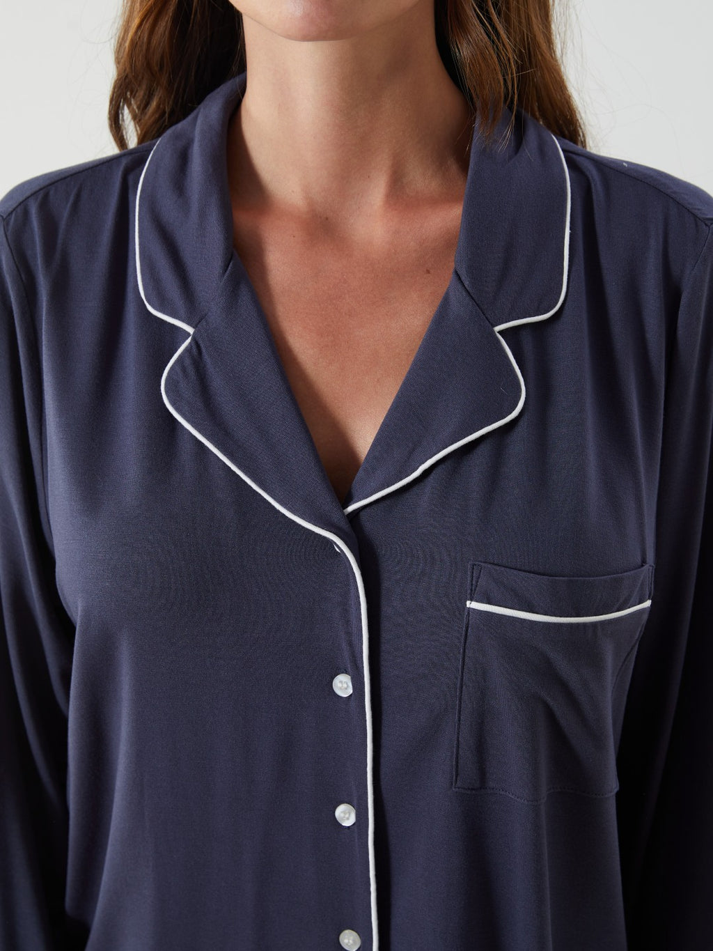 LCW Dream Navy Blue Shirt Collar Women Pajama Set