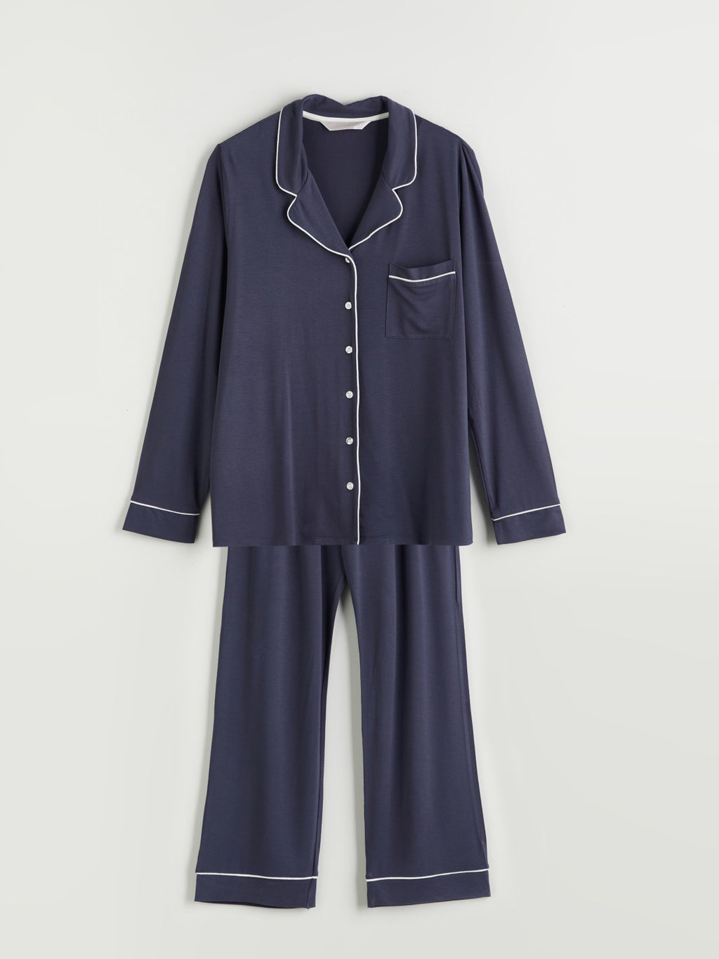LCW Dream Navy Blue Shirt Collar Women Pajama Set
