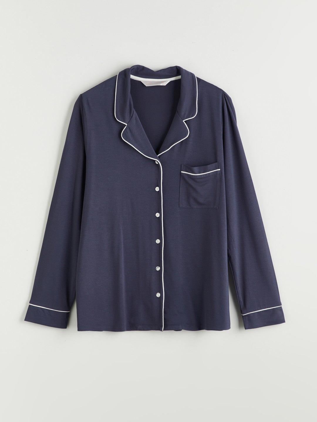 LCW Dream Navy Blue Shirt Collar Women Pajama Set