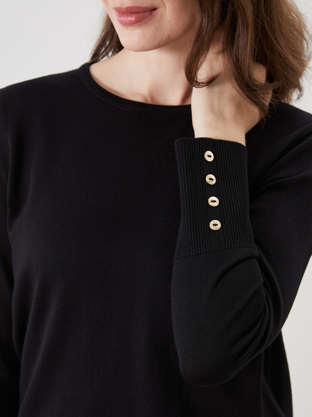 LCW Grace Black Crew Neck Women Knitwear Sweater