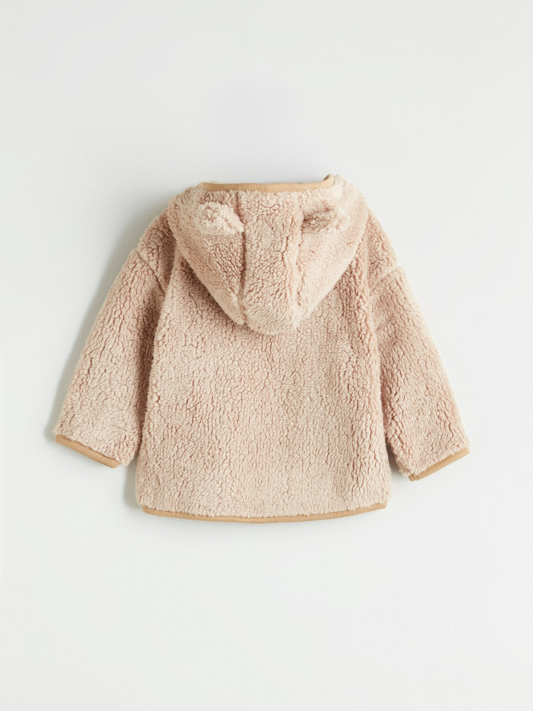 LCW Baby Beige Hooded Plush Baby Boy Cardigan