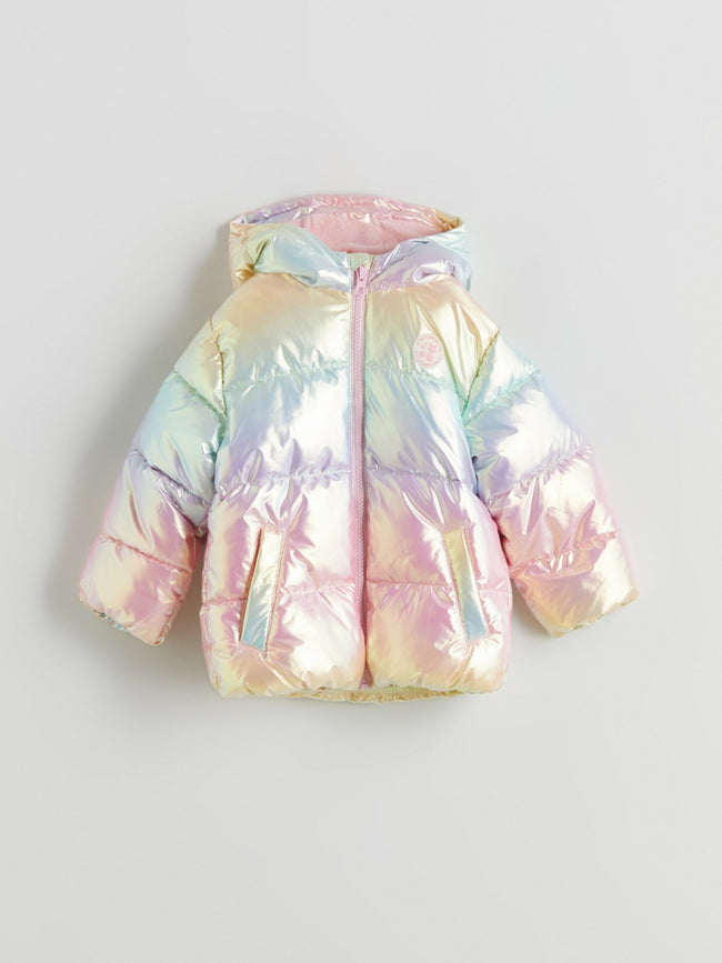 LCW Kids Pink Color Block Girls Puffer Coat Hover Image