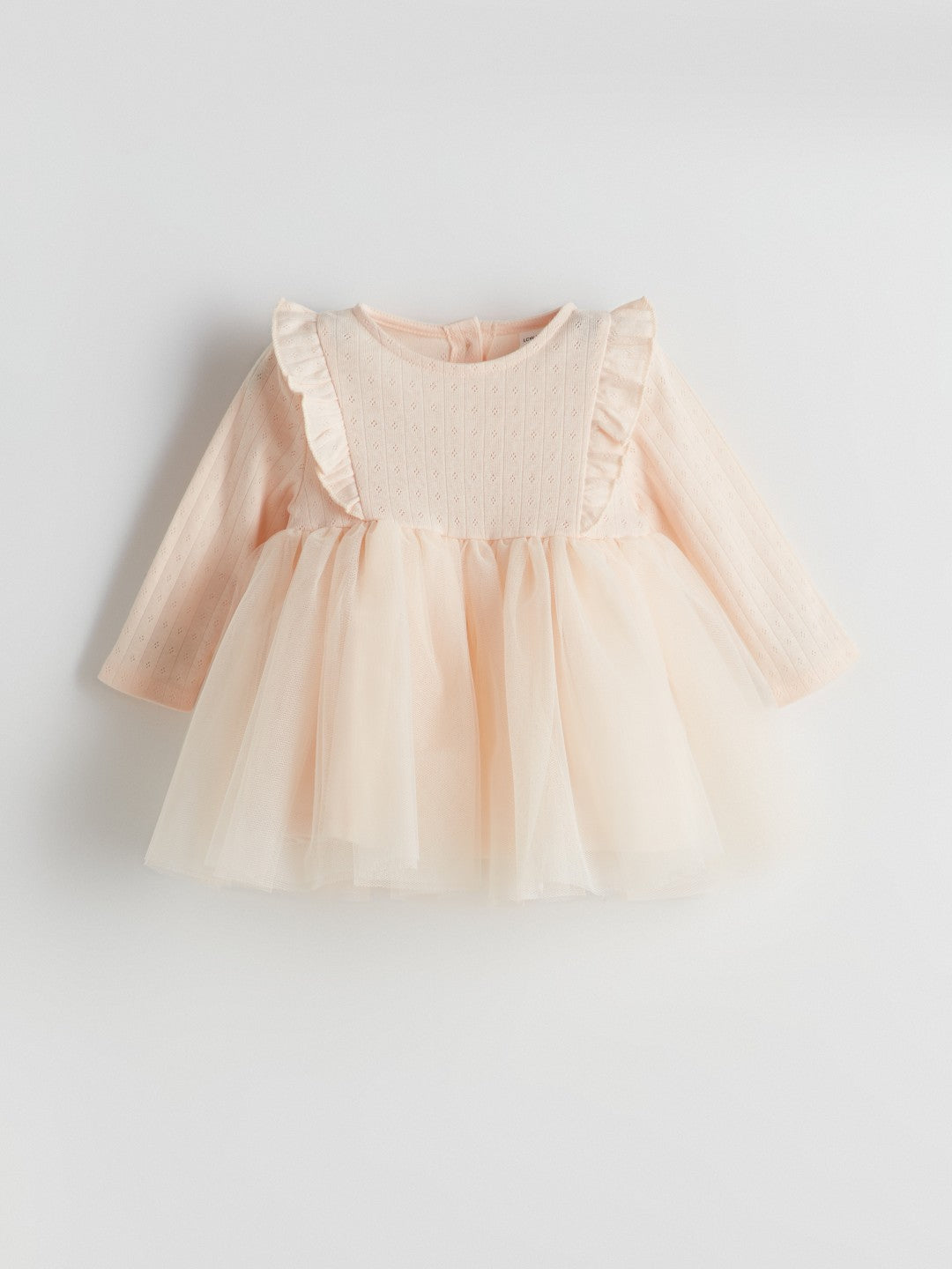 LCW Baby Beige Crew Neck Tutu Baby Girl Dress