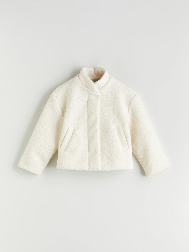 LCW Kids Ecru Stand Collar Girls Coat Hover Image