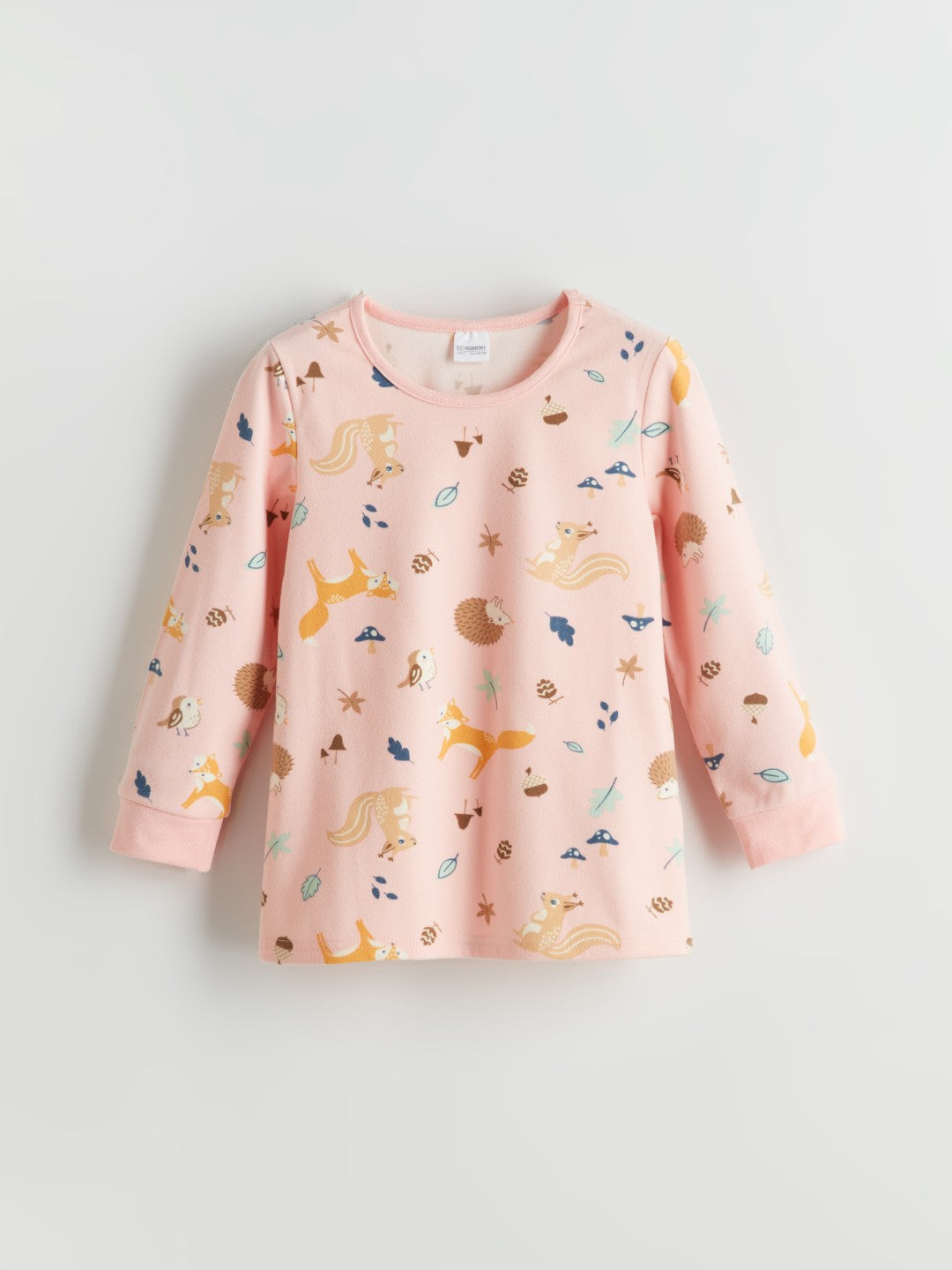 LCW Kids Pink Crew Neck Girls Pajama Set