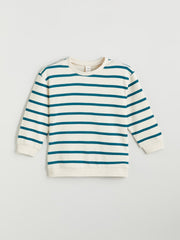 LCW Kids Beige Crew Neck Striped Boys Sweatshirt