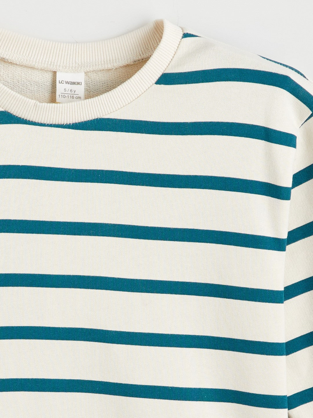 LCW Kids Beige Crew Neck Striped Boys Sweatshirt