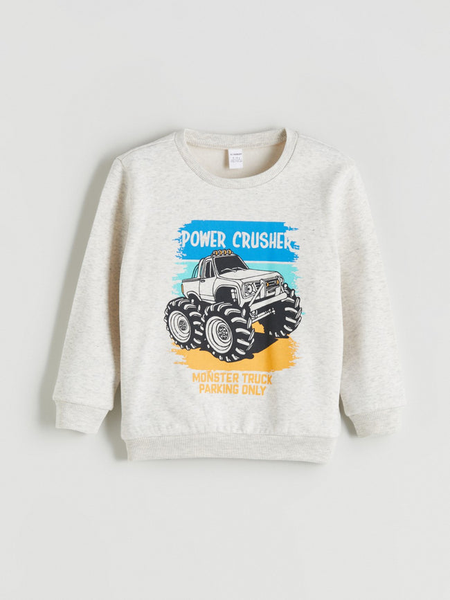 LCW Kids White Crew Neck Boys Sweatshirt Hover Image