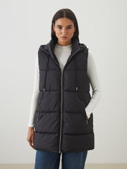LCW Modest Black Hooded Women Puffer Vest