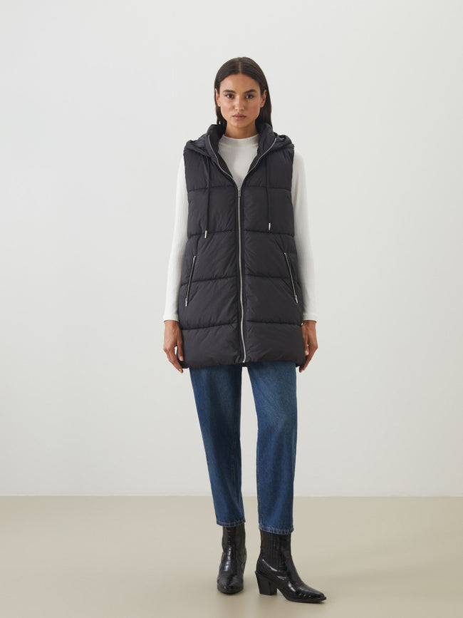 LCW Modest Black Hooded Women Puffer Vest Main Image