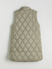 LCW Modest Khaki Stand Collar Quilted Women Puffer Vest