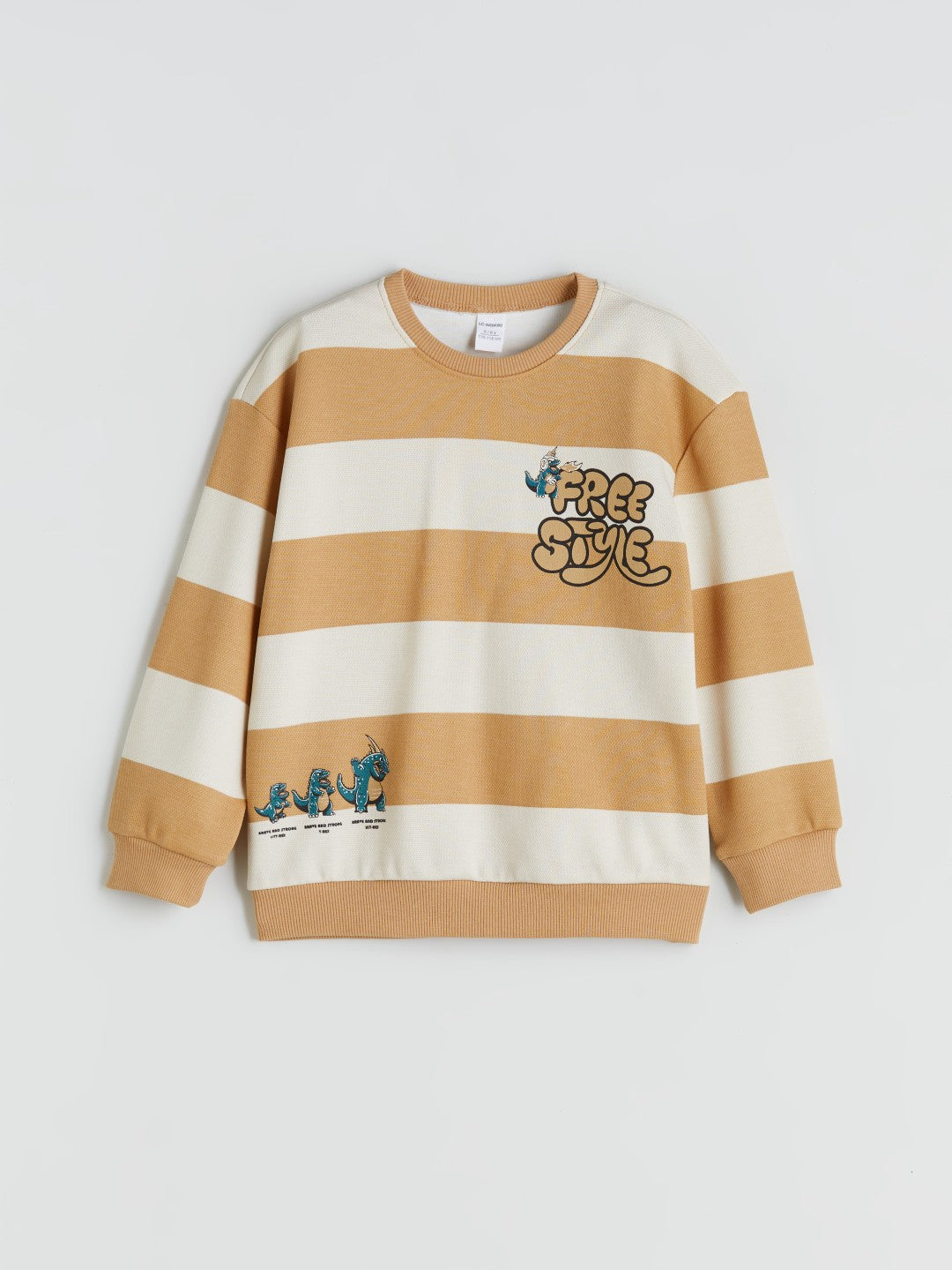 LCW Kids Beige Crew Neck Printed Boys Sweatshirt