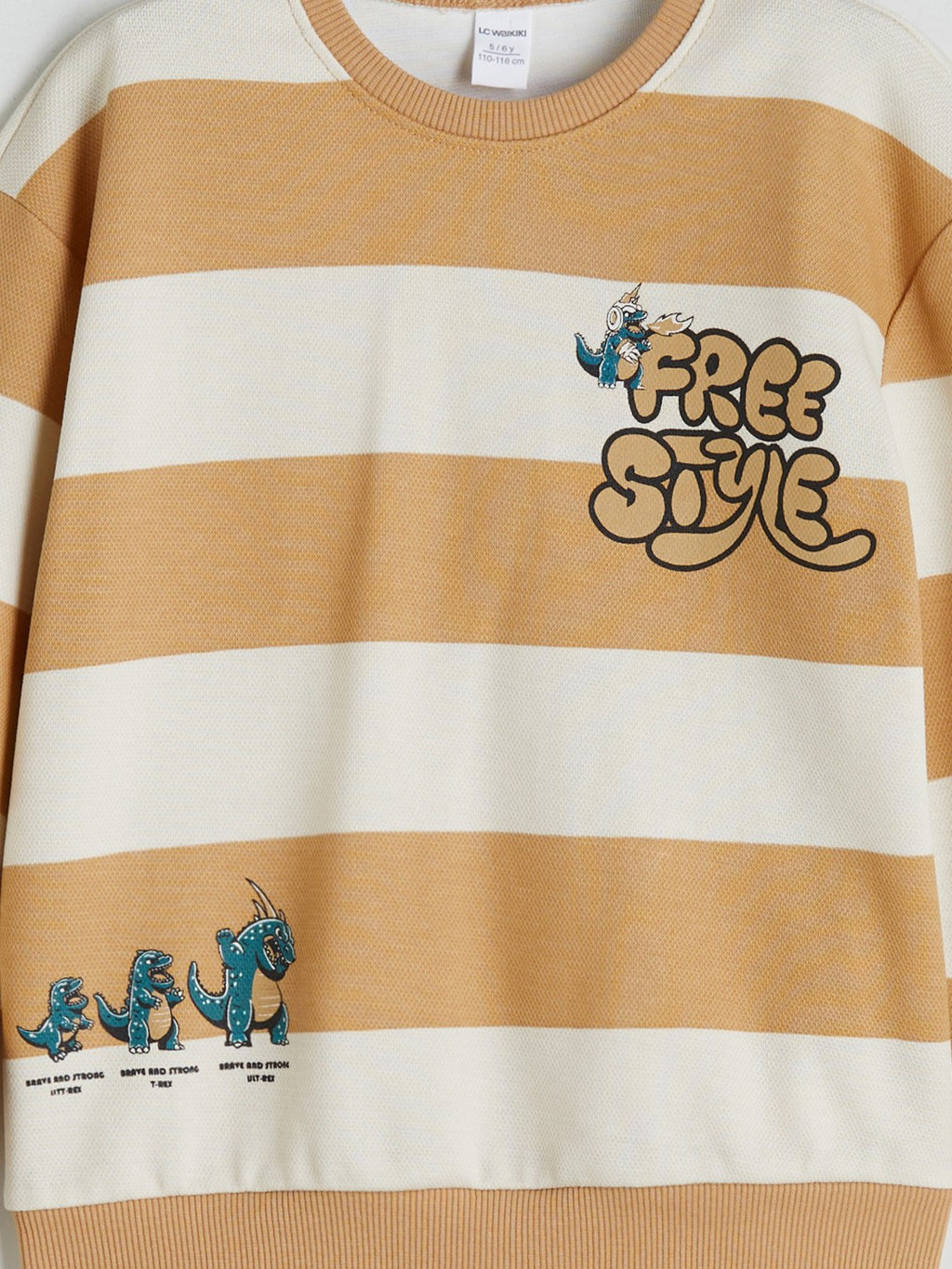 LCW Kids Beige Crew Neck Printed Boys Sweatshirt