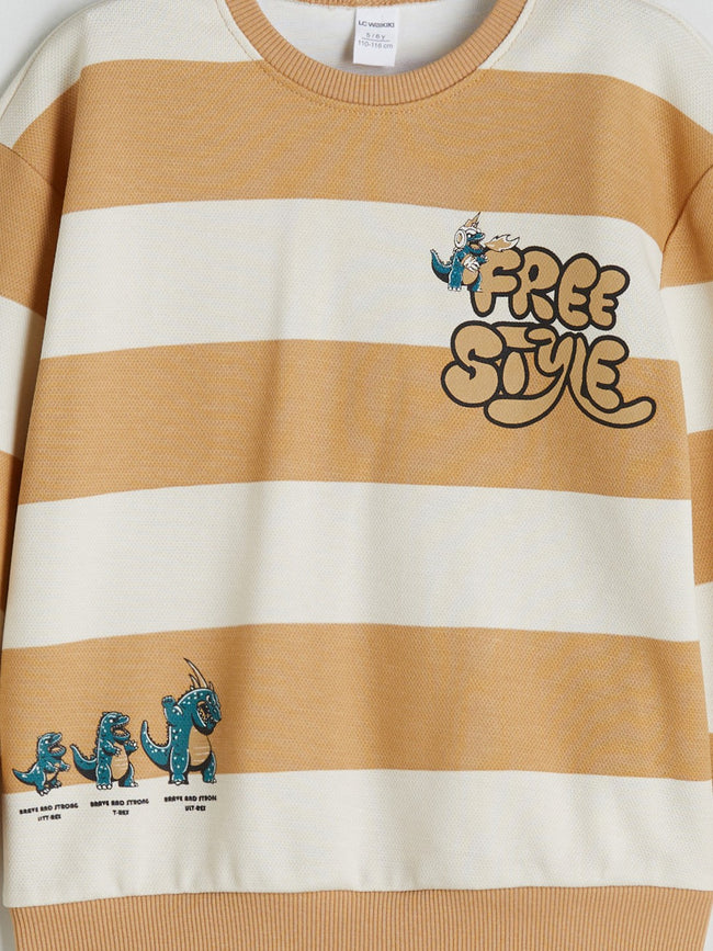 LCW Kids Beige Crew Neck Printed Boys Sweatshirt Main Image