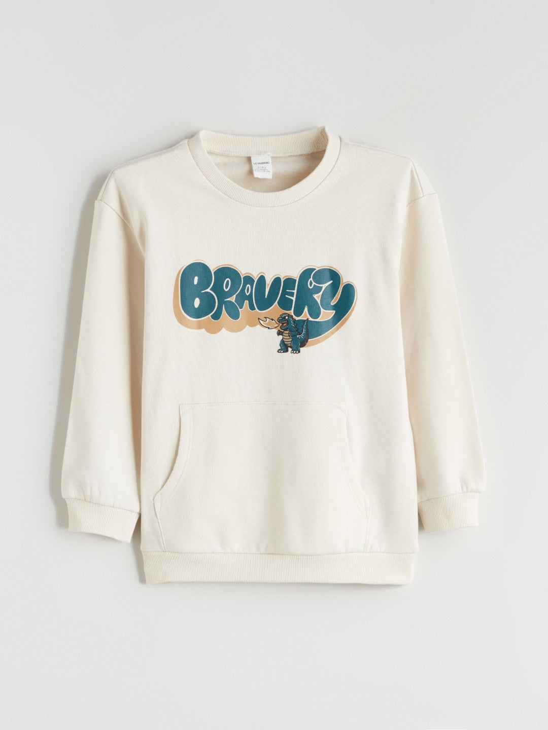 LCW Kids Beige Crew Neck Printed Boys Sweatshirt