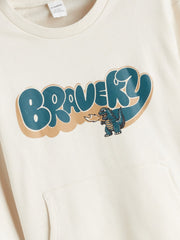 LCW Kids Beige Crew Neck Printed Boys Sweatshirt