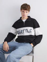 Xside Funnel Neck Color Block Men Sweatshirt