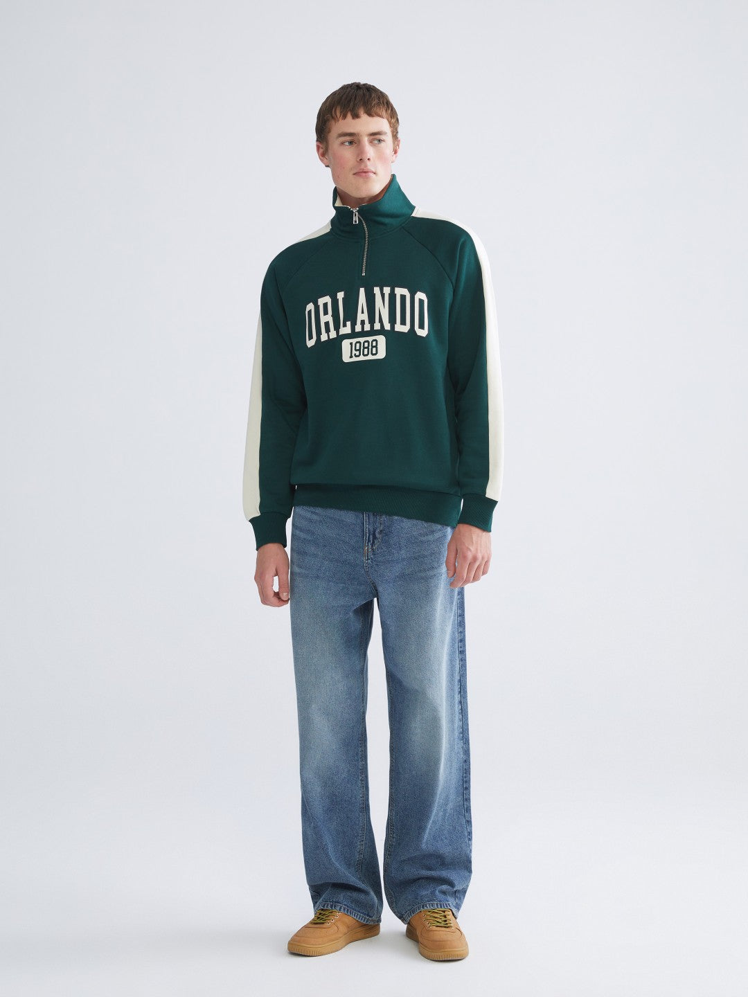 Xside Funnel Neck Printed Men Sweatshirt