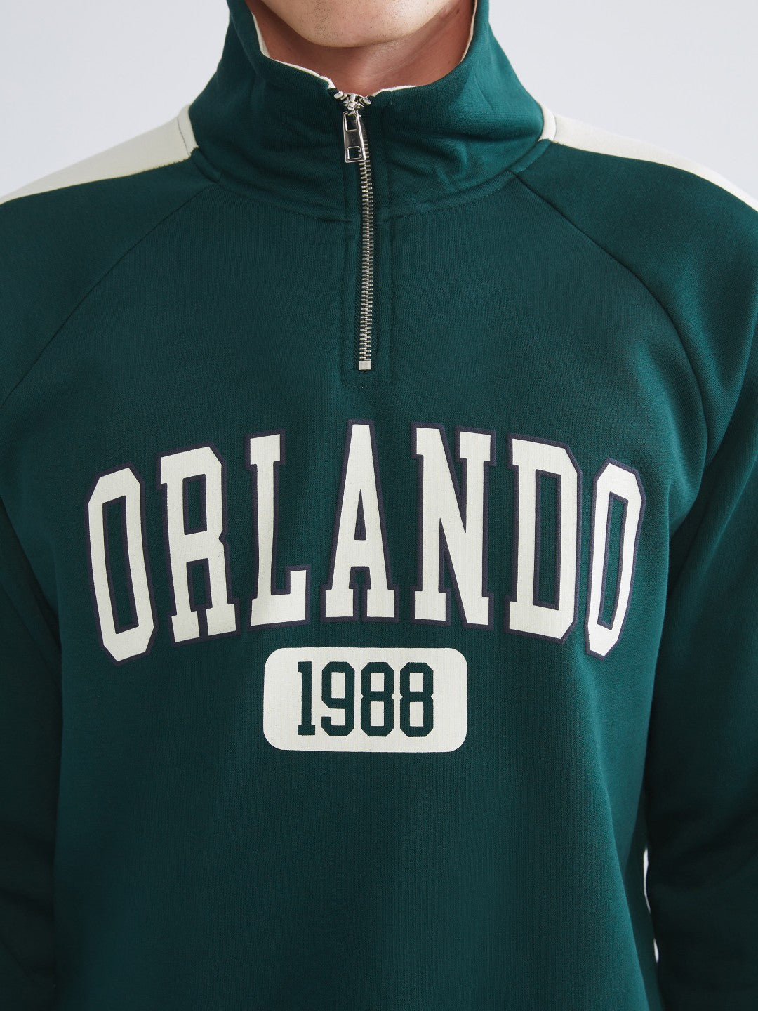 Xside Funnel Neck Printed Men Sweatshirt