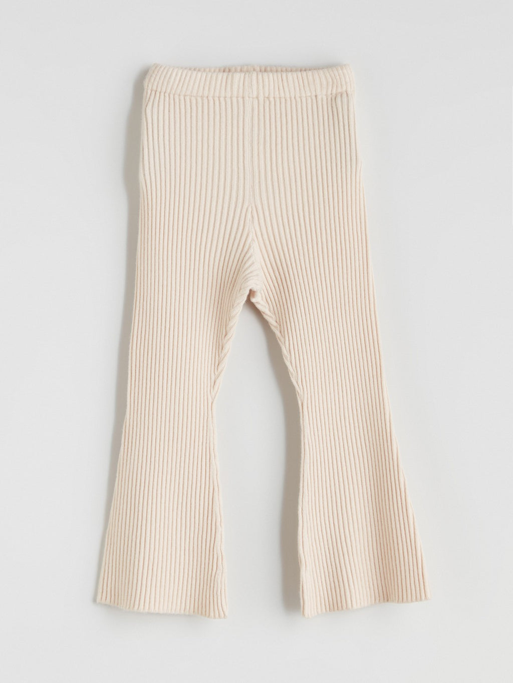 LCW Kids Beige Elastic Waist Bell-Bottomed Girls Knitted Leggings