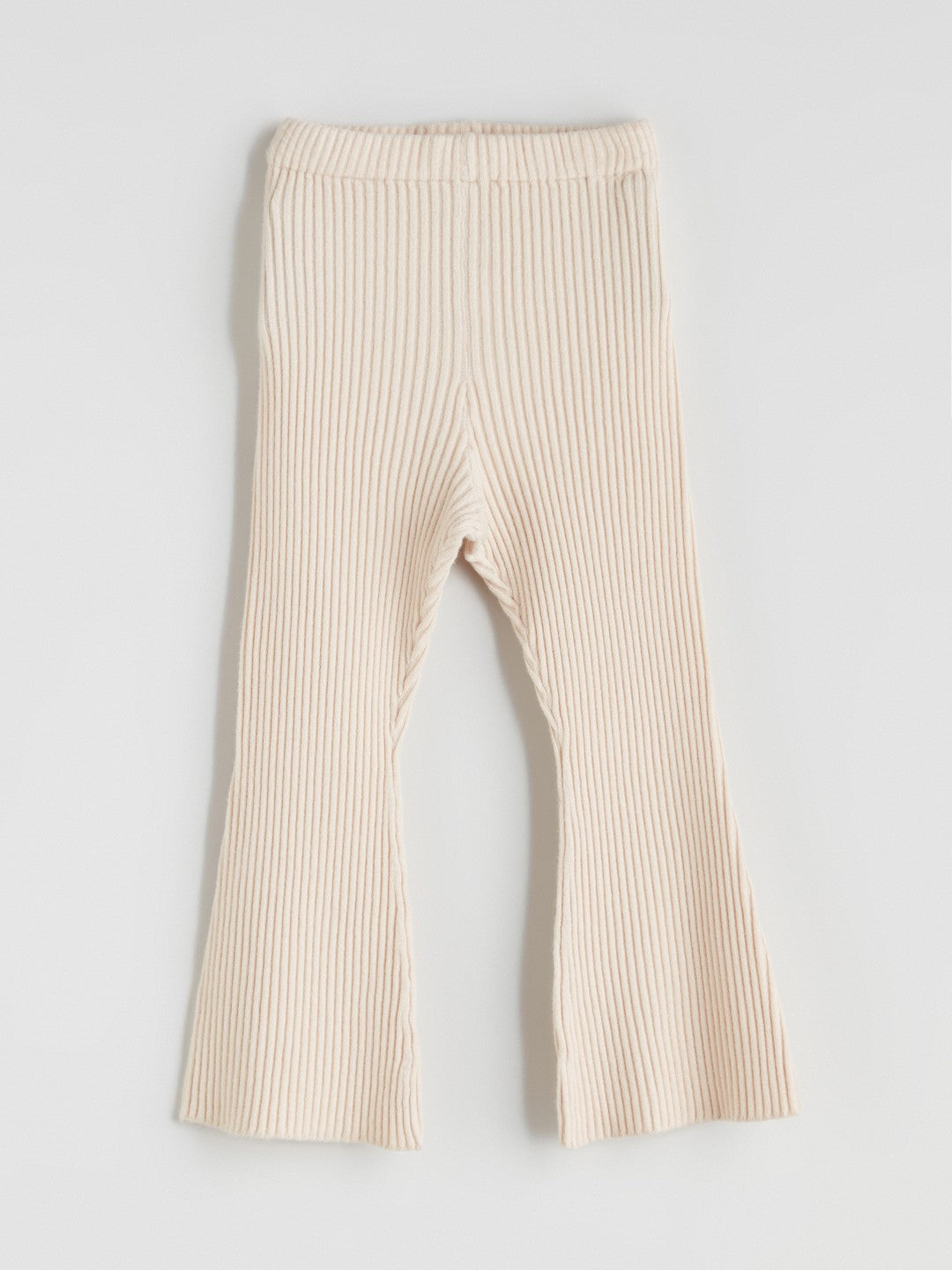 LCW Kids Beige Elastic Waist Bell-Bottomed Girls Knitted Leggings