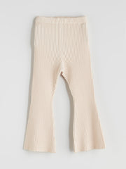 LCW Kids Beige Elastic Waist Bell-Bottomed Girls Knitted Leggings