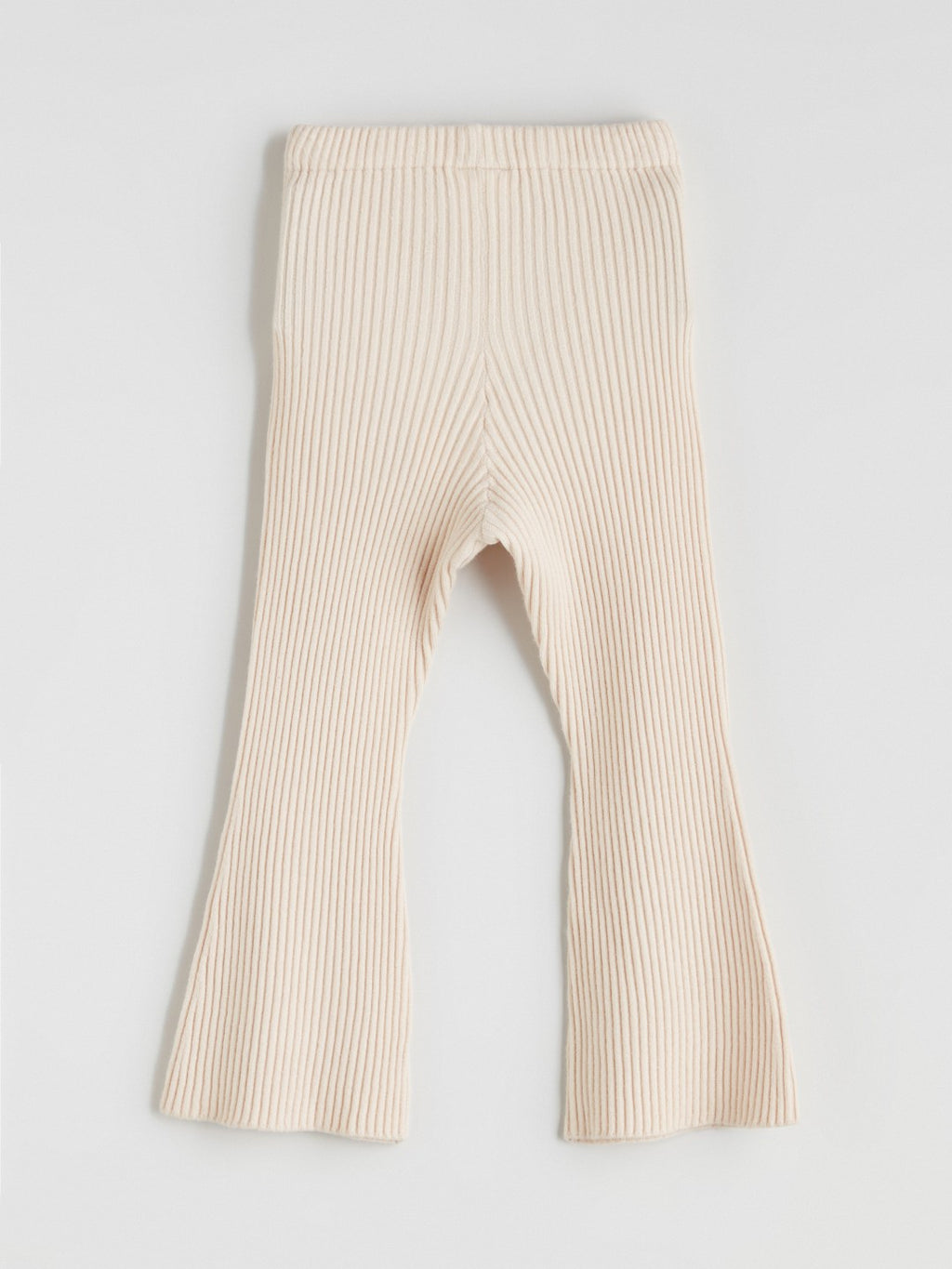 LCW Kids Beige Elastic Waist Bell-Bottomed Girls Knitted Leggings