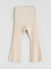 LCW Kids Beige Elastic Waist Bell-Bottomed Girls Knitted Leggings