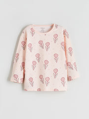 Lc Waikiki Pink Crew Neck Printed Baby Girl Pajama Set