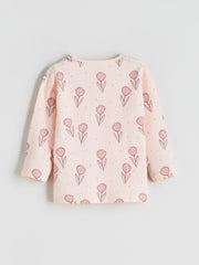 Lc Waikiki Pink Crew Neck Printed Baby Girl Pajama Set