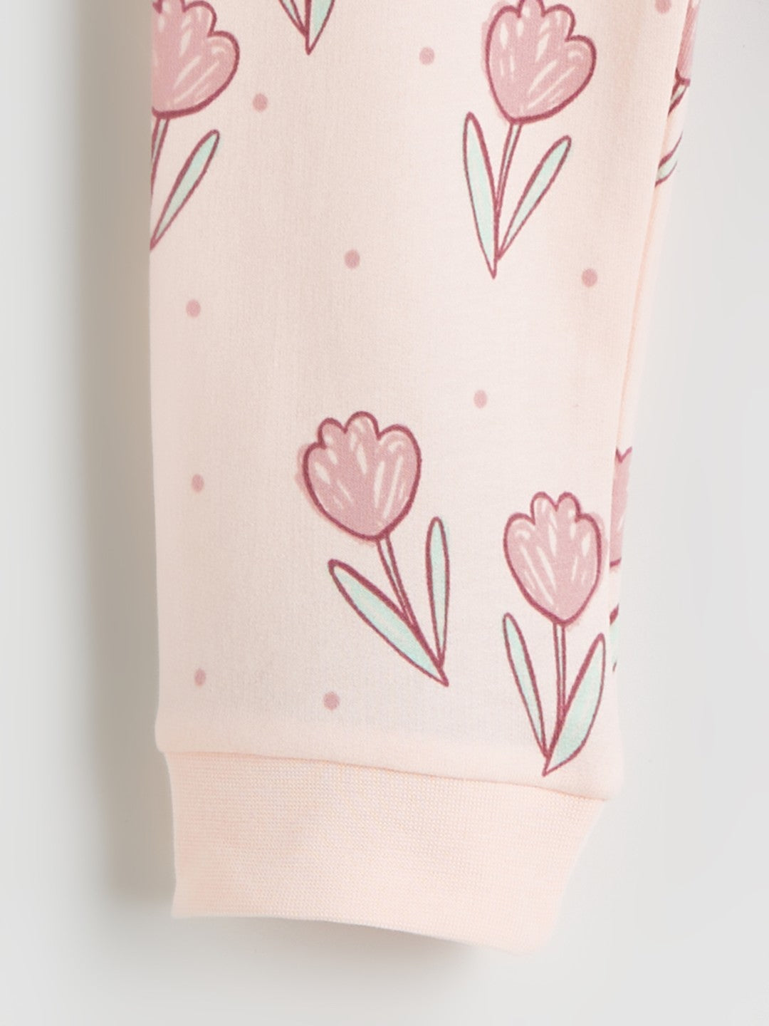 Lc Waikiki Pink Crew Neck Printed Baby Girl Pajama Set