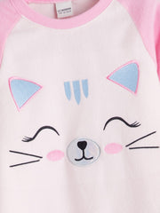 LCW Kids Pink Crew Neck Polar Fleece Girls Pajama Set