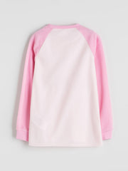 LCW Kids Pink Crew Neck Polar Fleece Girls Pajama Set