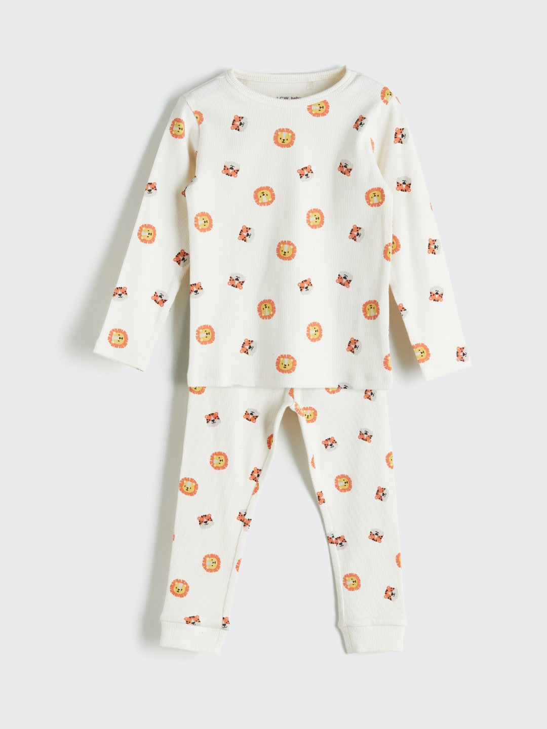 Lc Waikiki Ecru Crew Neck Printed Baby Boy Pajama Set