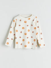 Lc Waikiki Ecru Crew Neck Printed Baby Boy Pajama Set