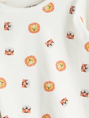 Lc Waikiki Ecru Crew Neck Printed Baby Boy Pajama Set