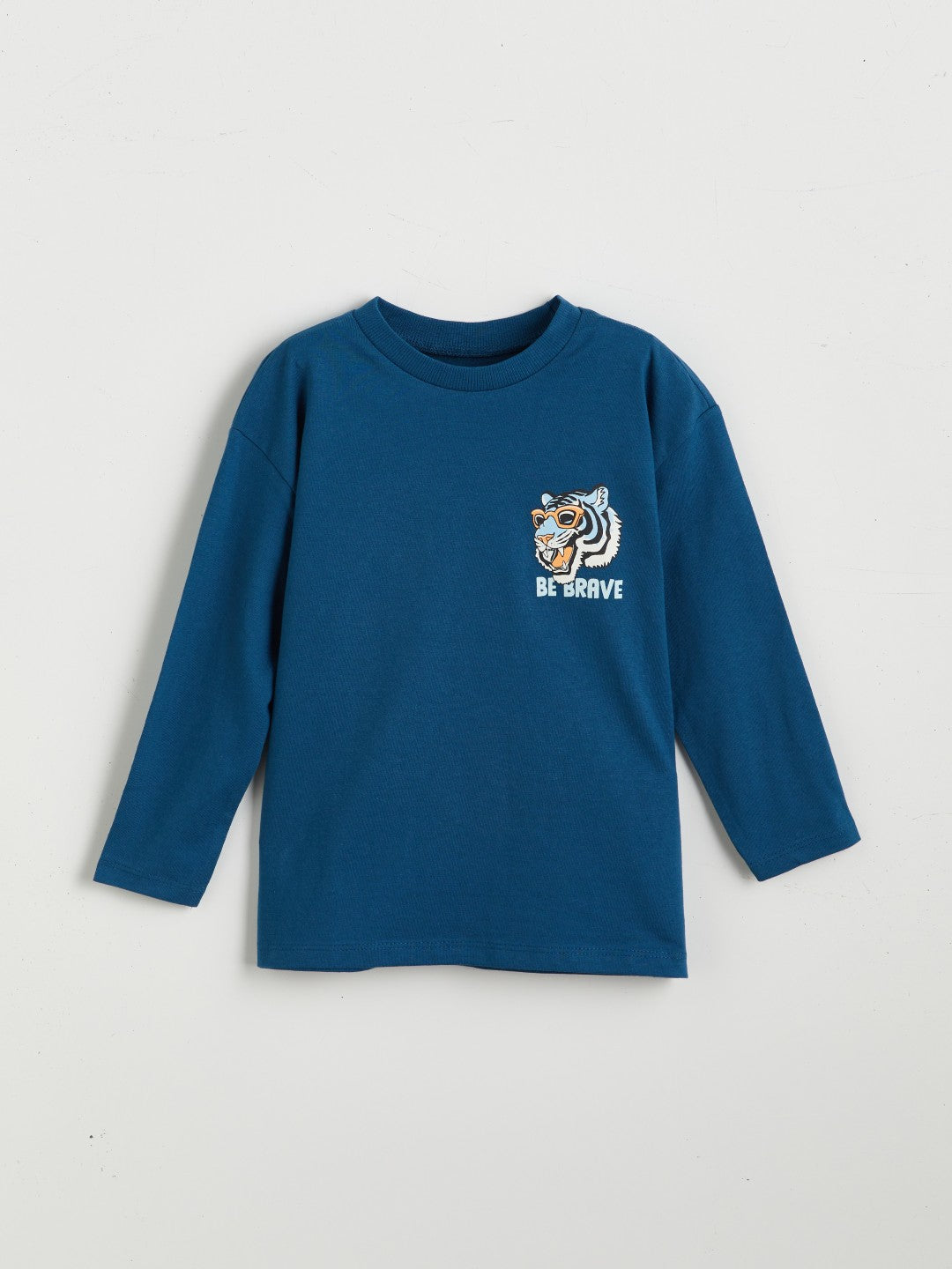 LCW Kids Beige Crew Neck Printed Long Sleeve BoyS T-Shirt 2-Pack