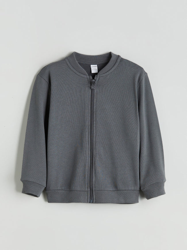 LCW Kids Gray Basic Boys Zippered Sweatshirt Hover Image