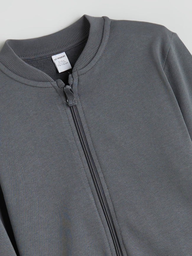 LCW Kids Gray Basic Boys Zippered Sweatshirt Main Image