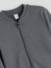 LCW Kids Gray Basic Boys Zippered Sweatshirt