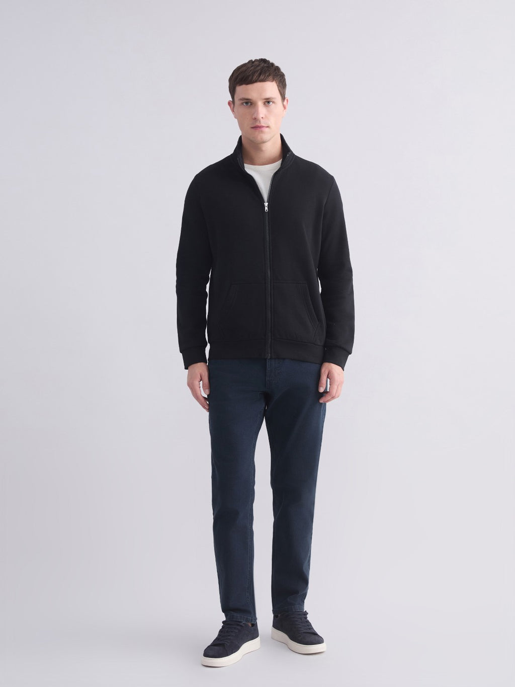 Lc Waikiki Black Standard Pattern Stand Collar Men Knitwear Cardigan