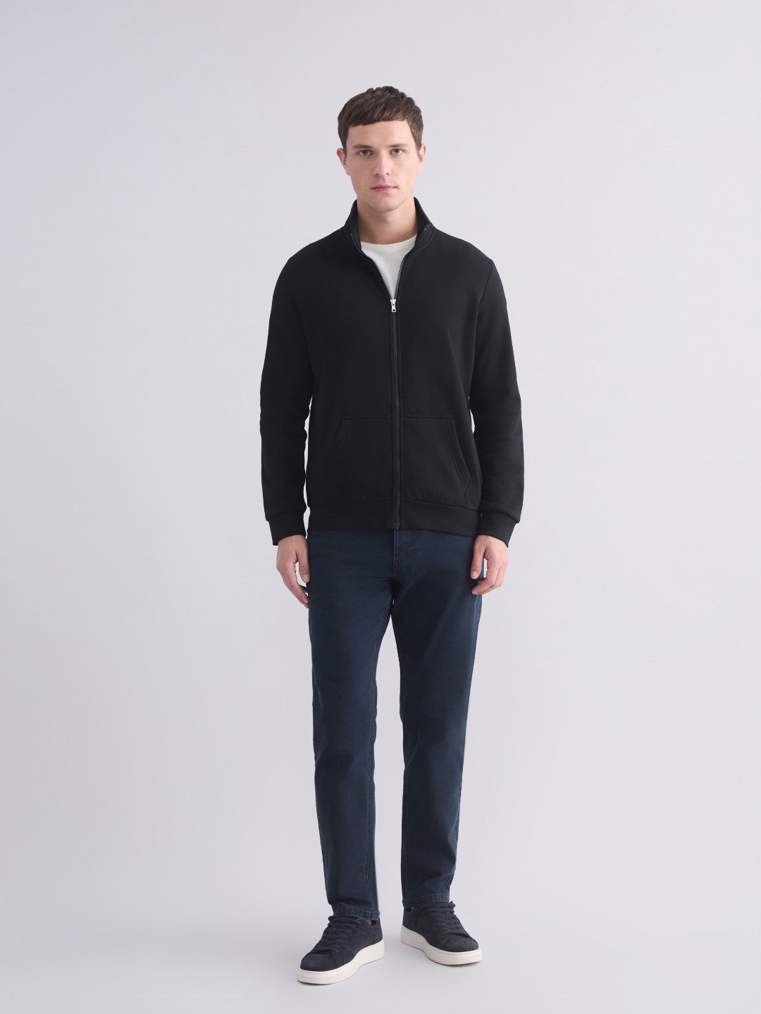 Lc Waikiki Black Standard Pattern Stand Collar Men Knitwear Cardigan