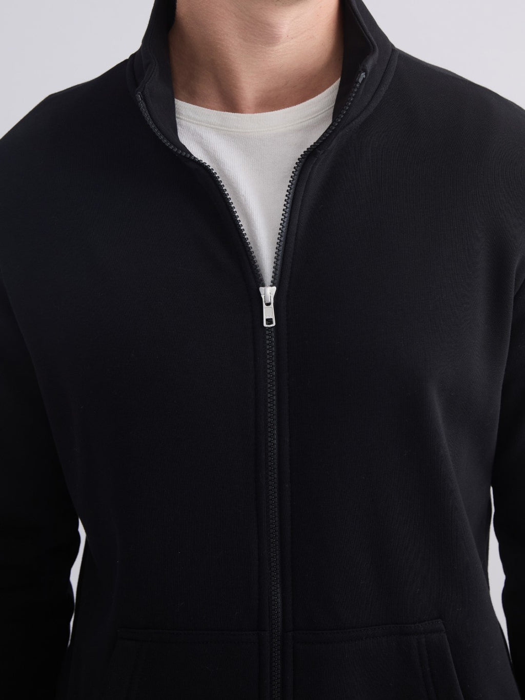 Lc Waikiki Black Standard Pattern Stand Collar Men Knitwear Cardigan